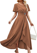 Wedding Guest Dresses for Women Have Pockets Ruffle Sleeve A-Line gem
