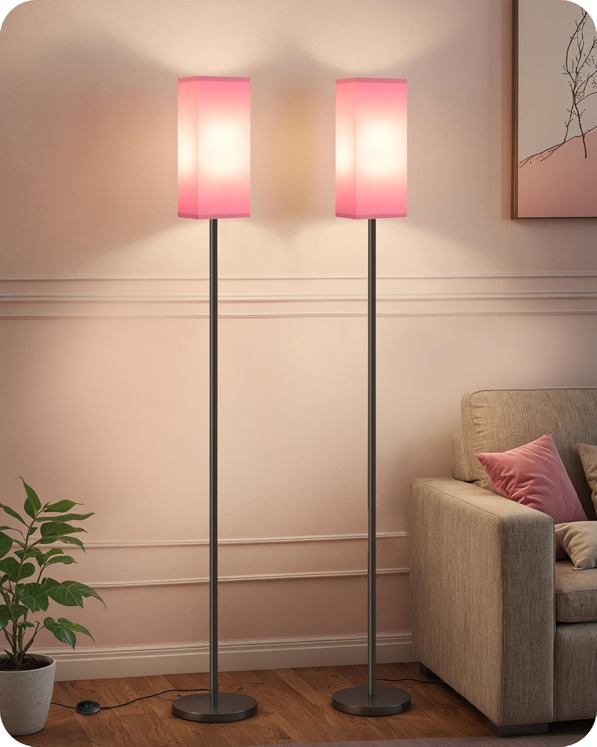 Set of 2 Modern Floor Lamps with Foot Switches for Home Use