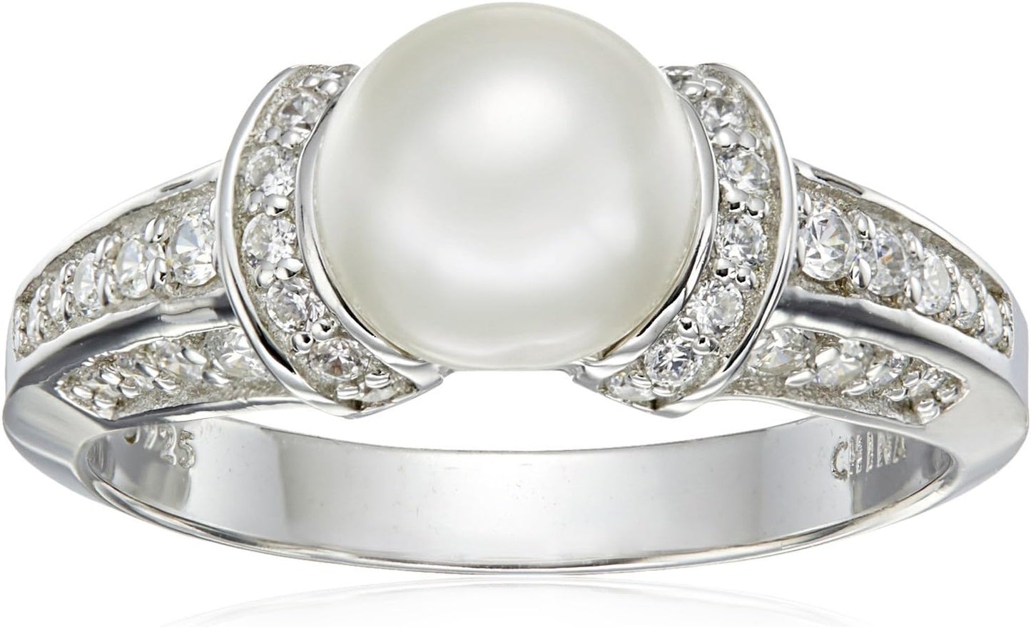 Platinum Plated Sterling Silver Infinite Elements Pearl Ring