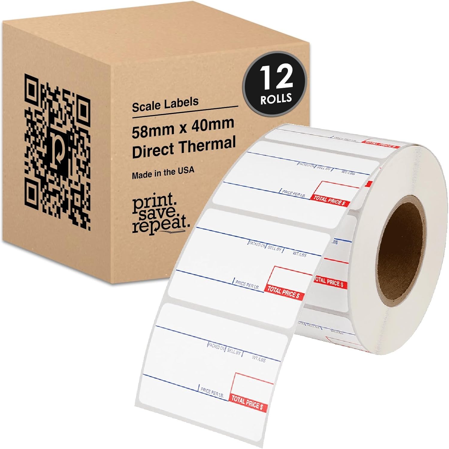 58mm x 40mm Labels for CAS Scales - 8,400 Labels Total