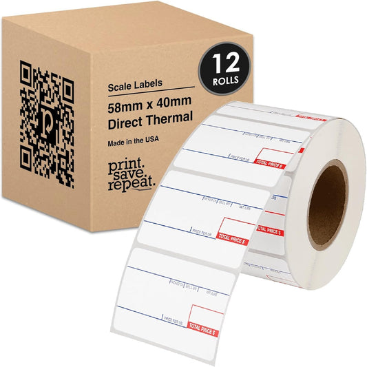 58mm x 40mm Labels for CAS Scales - 8,400 Labels Total