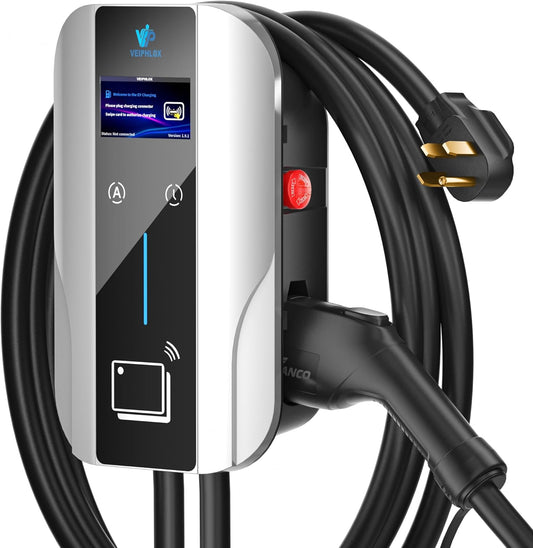 Fast Charging EV Charger 40A - Smart Display, Indoor/Outdoor, NEMA 14-50, 25ft