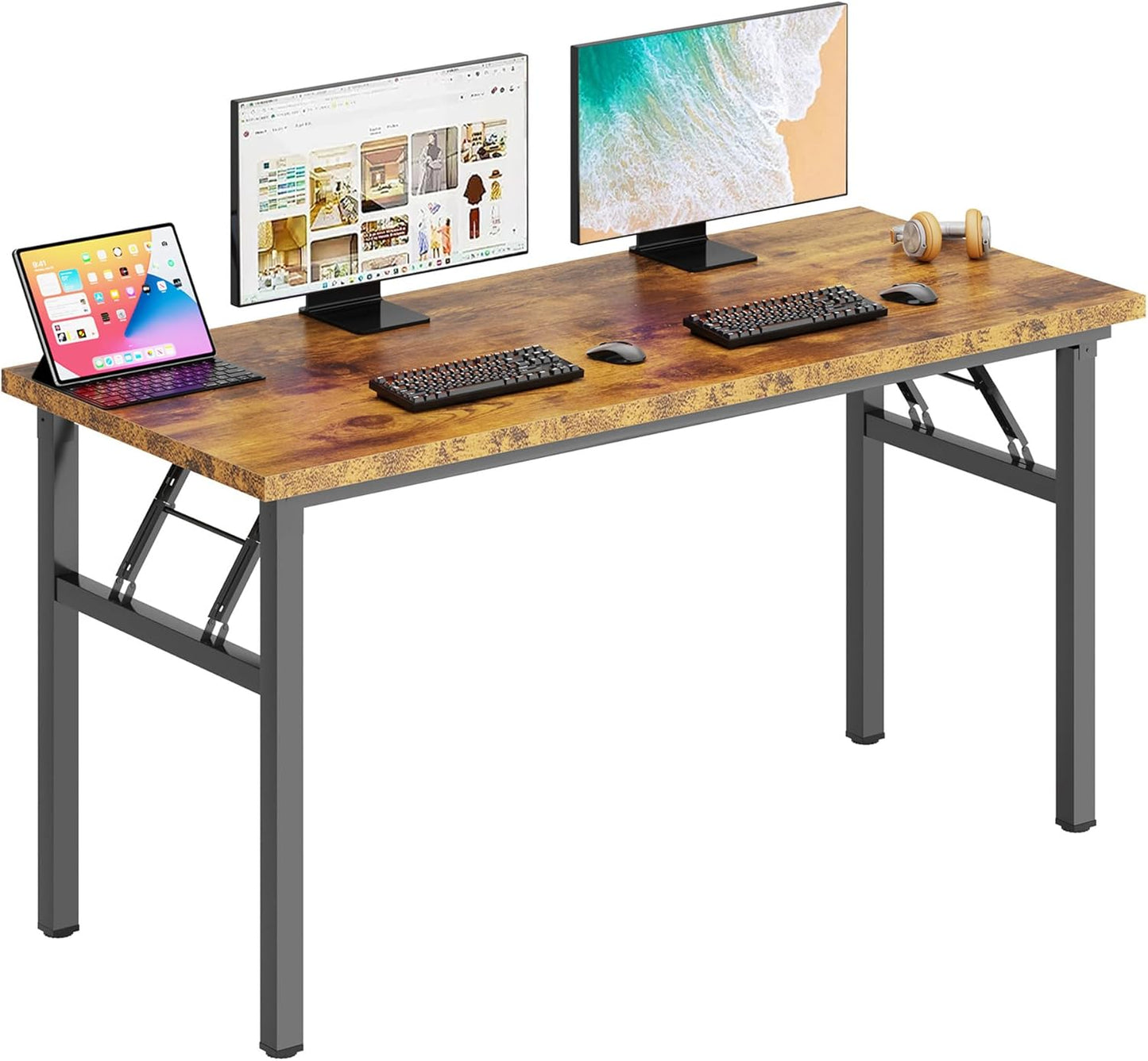 DlandHome Folding Table Computer Desk 62 Inches Workstation