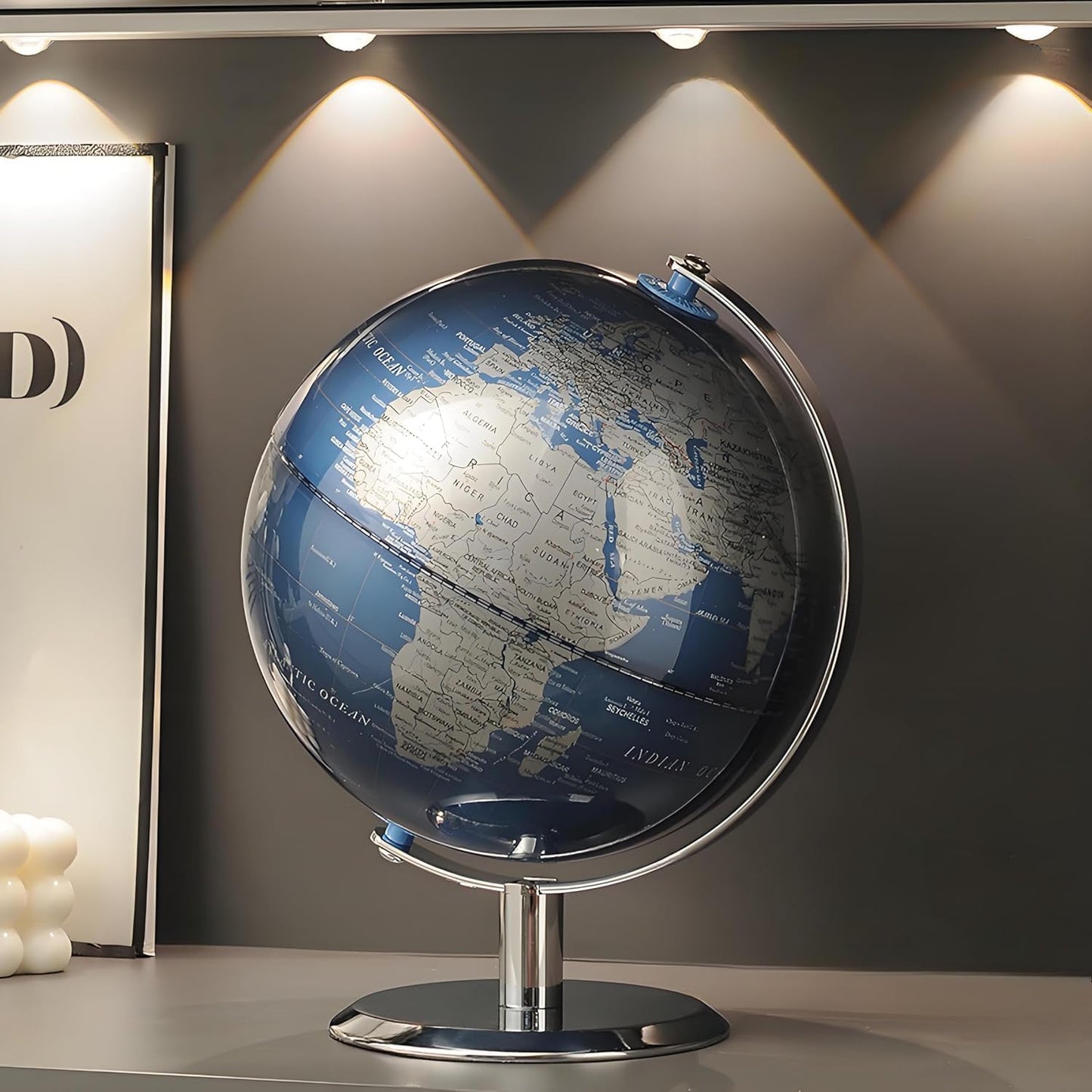 World Globe with Stainless Steel Stand for Home Office Decor