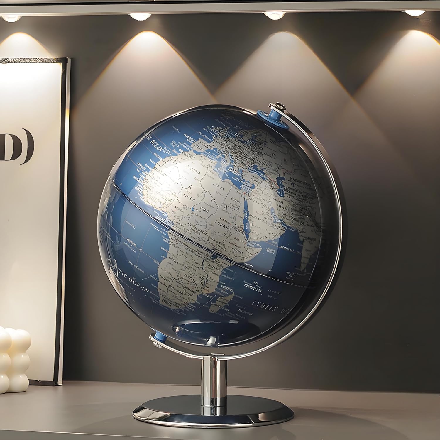World Globe with Stainless Steel Stand for Home Office Decor