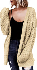 Open Front Cable Knit Cardigan Sweater for Women - Cozy Oversized Fit
