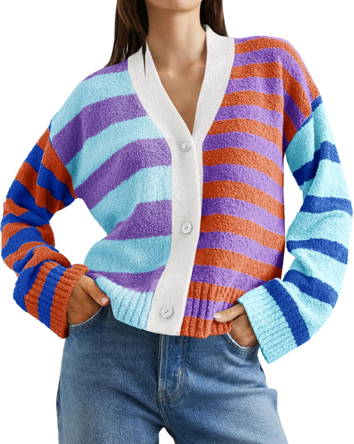 Trendy Striped Cardigan Sweaters for Women - Cozy and Stylish