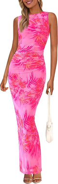 PRETTYGARDEN Floral Bodycon Mesh Maxi Dress - Wedding Guest Ready
