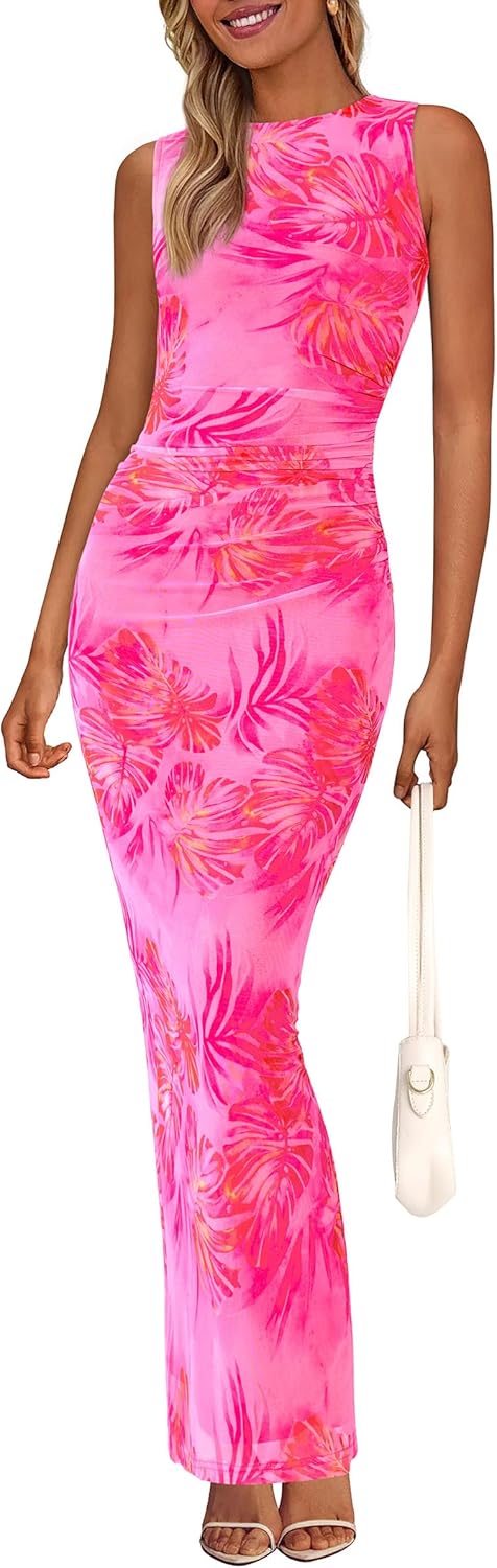 Floral Bodycon Maxi Dress for Women - Perfect Wedding Guest Look