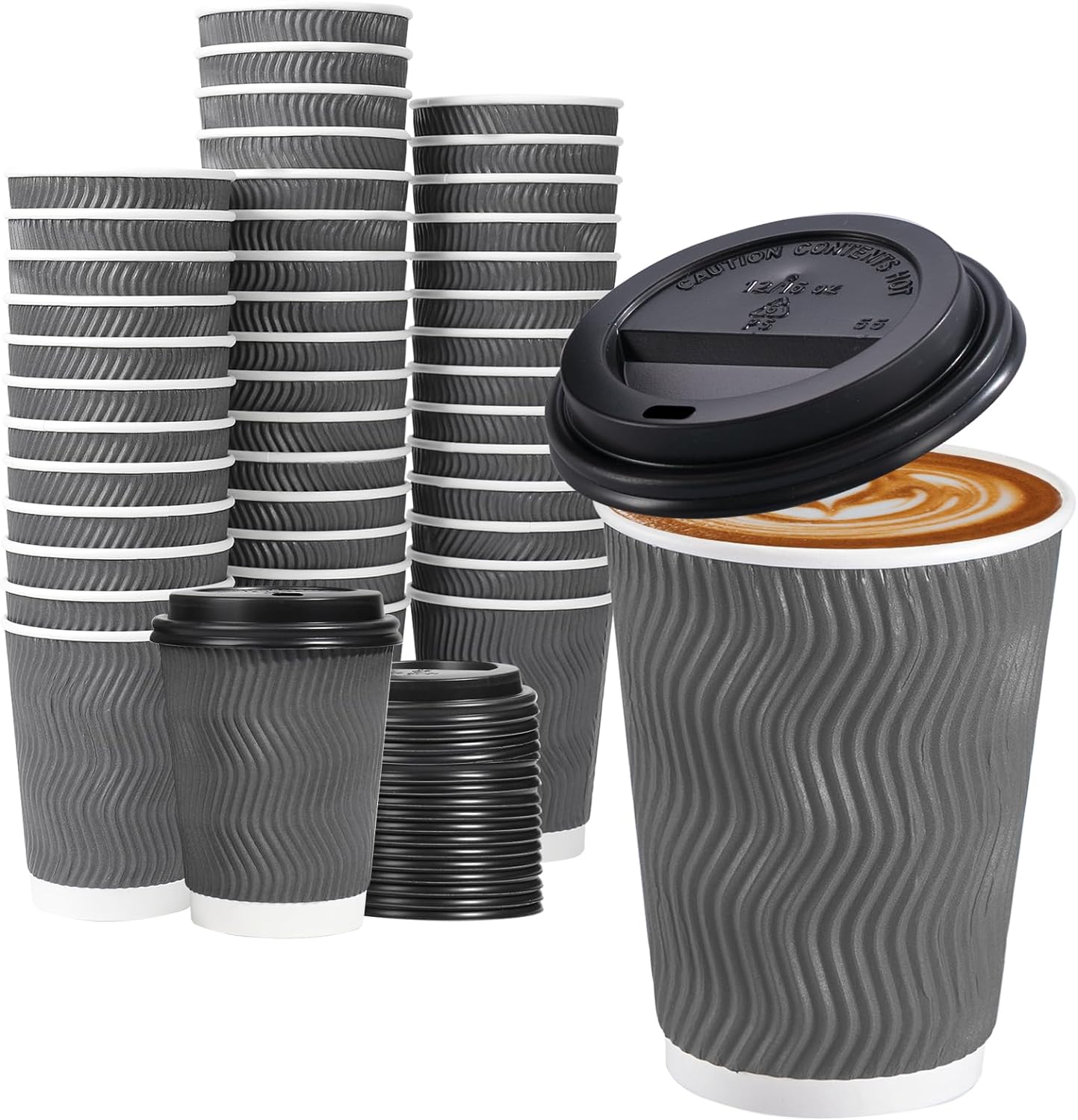 Lamosi 12oz Insulated Coffee Cups - 50 Pack