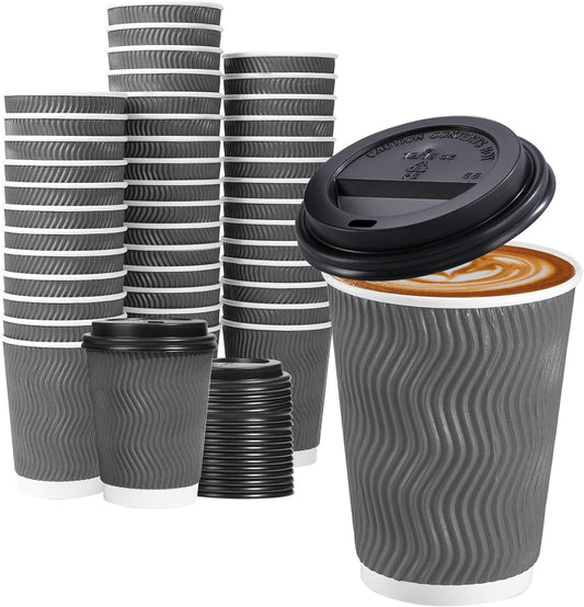 Lamosi 12oz Insulated Coffee Cups - 50 Pack