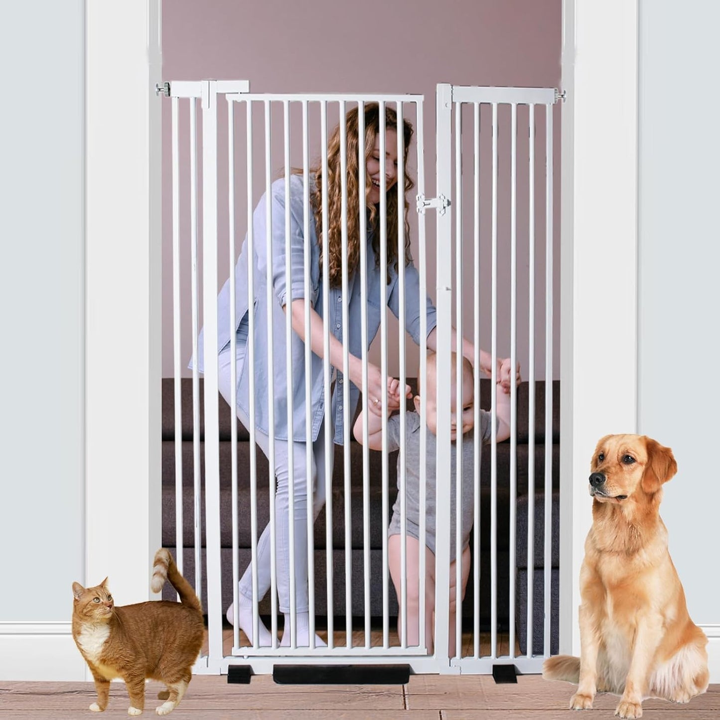 59 Inch Extra Tall Pet Gate for Safety in Doorways and Stairs