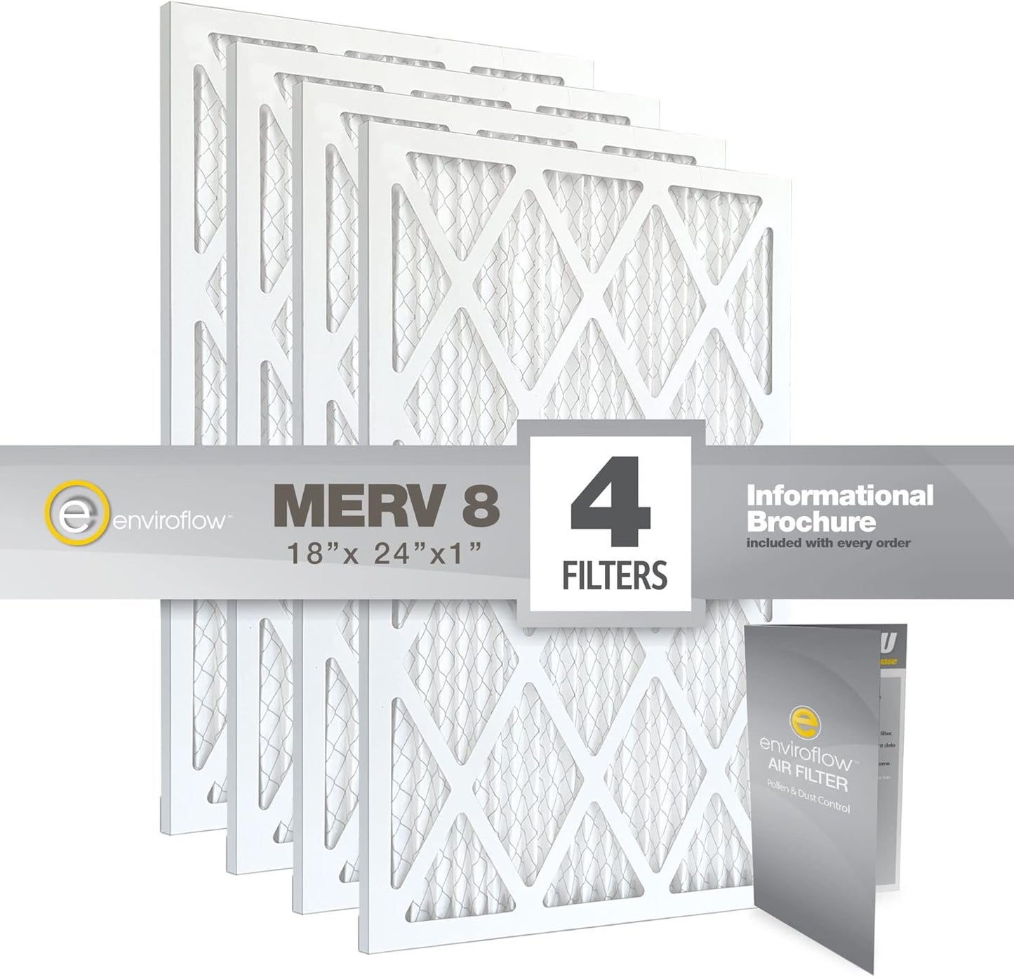 Enviroflow MERV 8 Dust & Pollen Control Filter 17.75x23.75 - Pack of 4