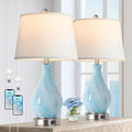Modern Accent Table Lamp Set of 2 Touch Control - Handcrafted Blue