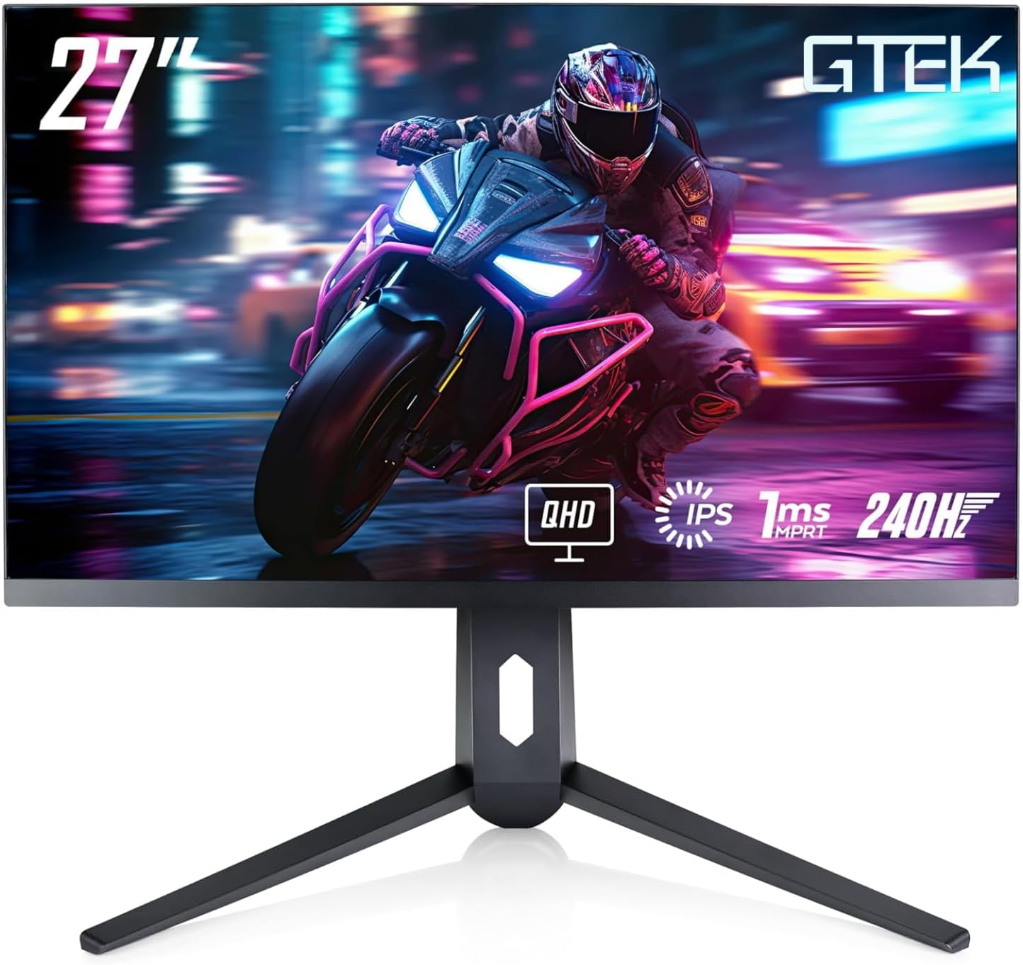GTek 27 inch 240Hz 2K Gaming Monitor with Adjustable Stand