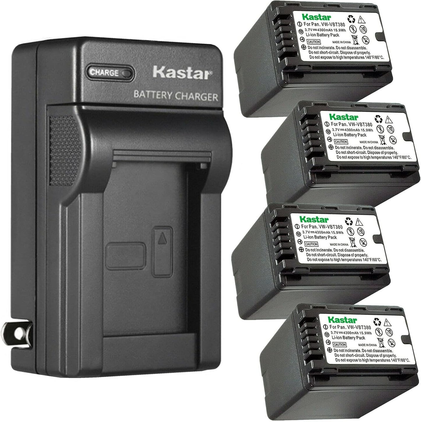 Kastar 4-Pack VBT380 Battery and AC Wall Charger Replacement