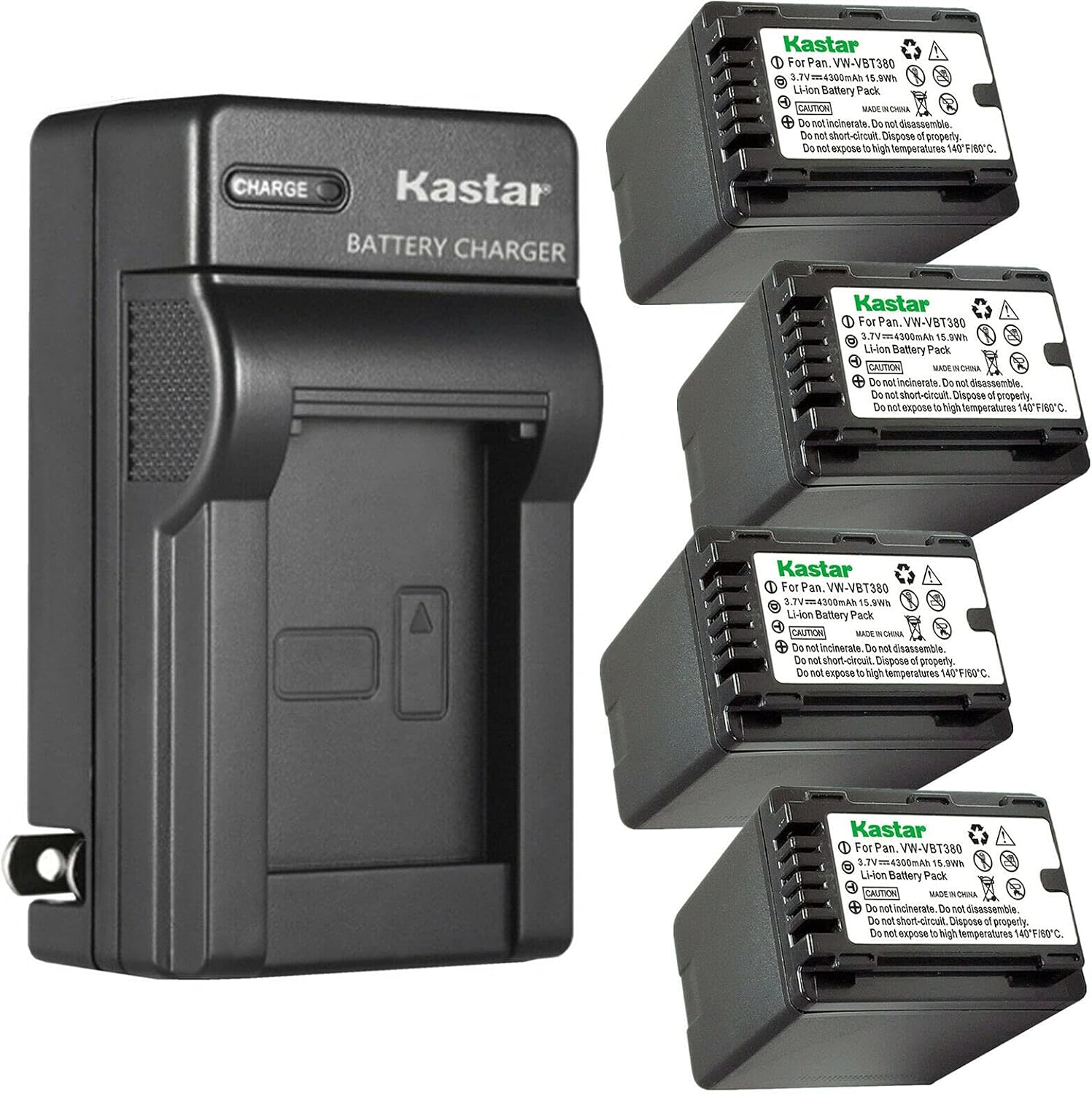 Kastar 4-Pack VBT380 Battery and AC Wall Charger Replacement