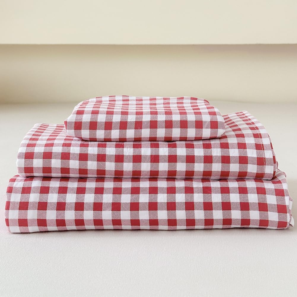 Red Gingham King Sheet Set for Cozy and Stylish Bedding