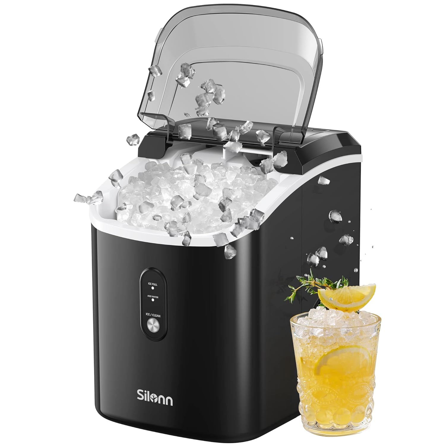 Silonn Chewable Nugget Ice Maker - Self Cleaning, Portable & Stylish