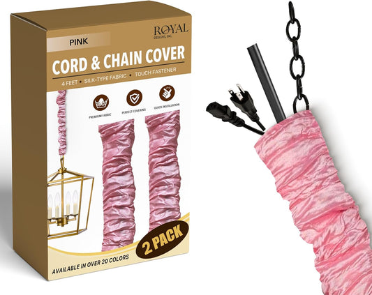 Chandelier Cord & Chain Cover 4 ft Silk Type Fabric - Pink