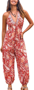 Plunge Halter Pleated Jogger Maxi Jumpsuit - Lightweight Summer Staple