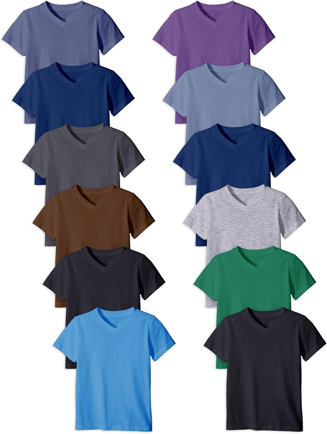Andrew Scott Boys' 12 Pack V Neck T Shirt Cotton Assorted Colors