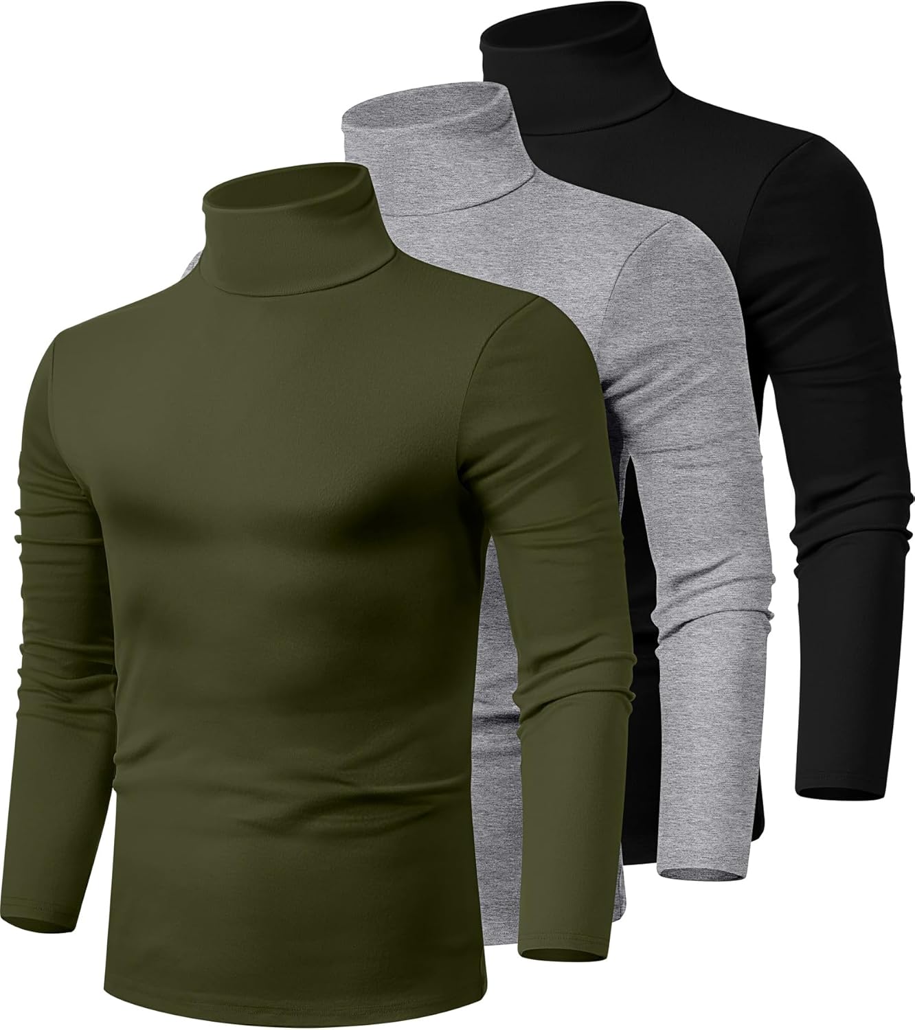 Men's Turtleneck Shirts 3 Pack - Comfortable Cotton Sweaters