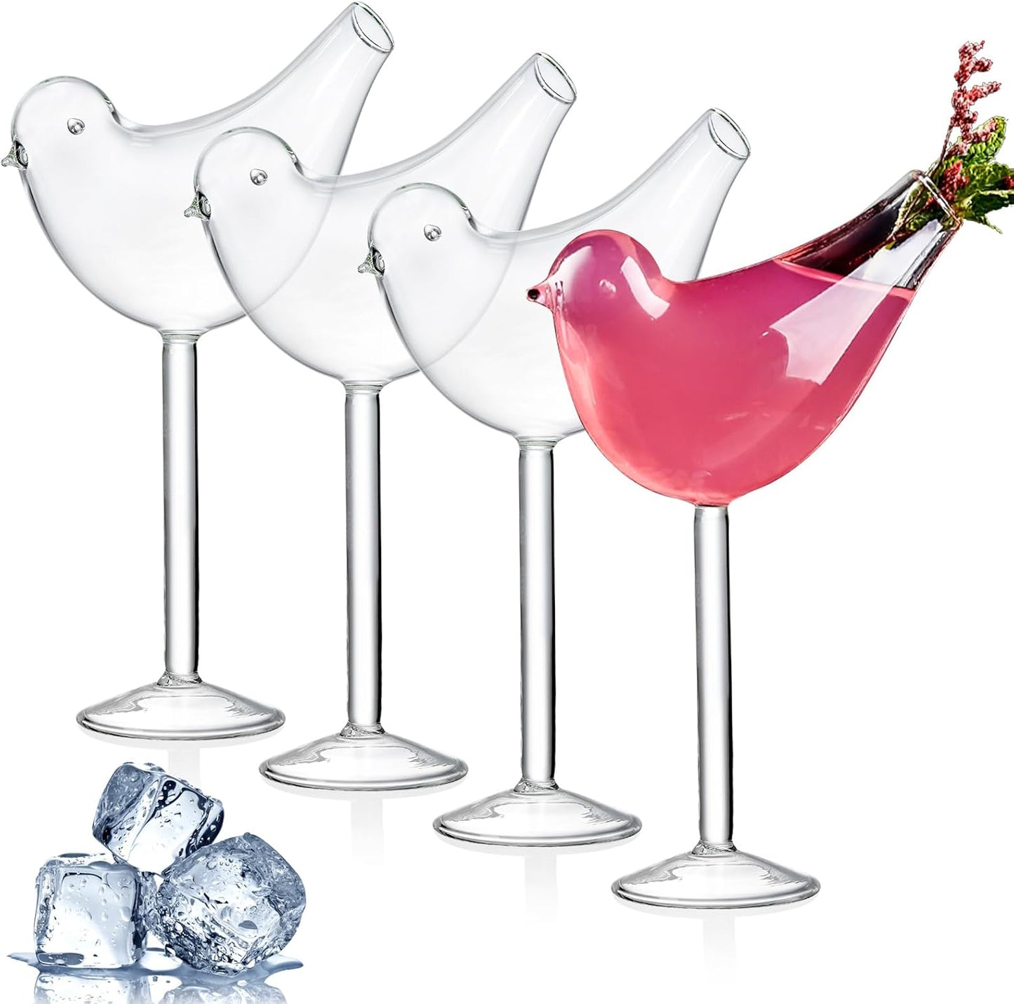 Mezchi 4 Pack Bird Cocktail Glasses - Stylish & Unique!