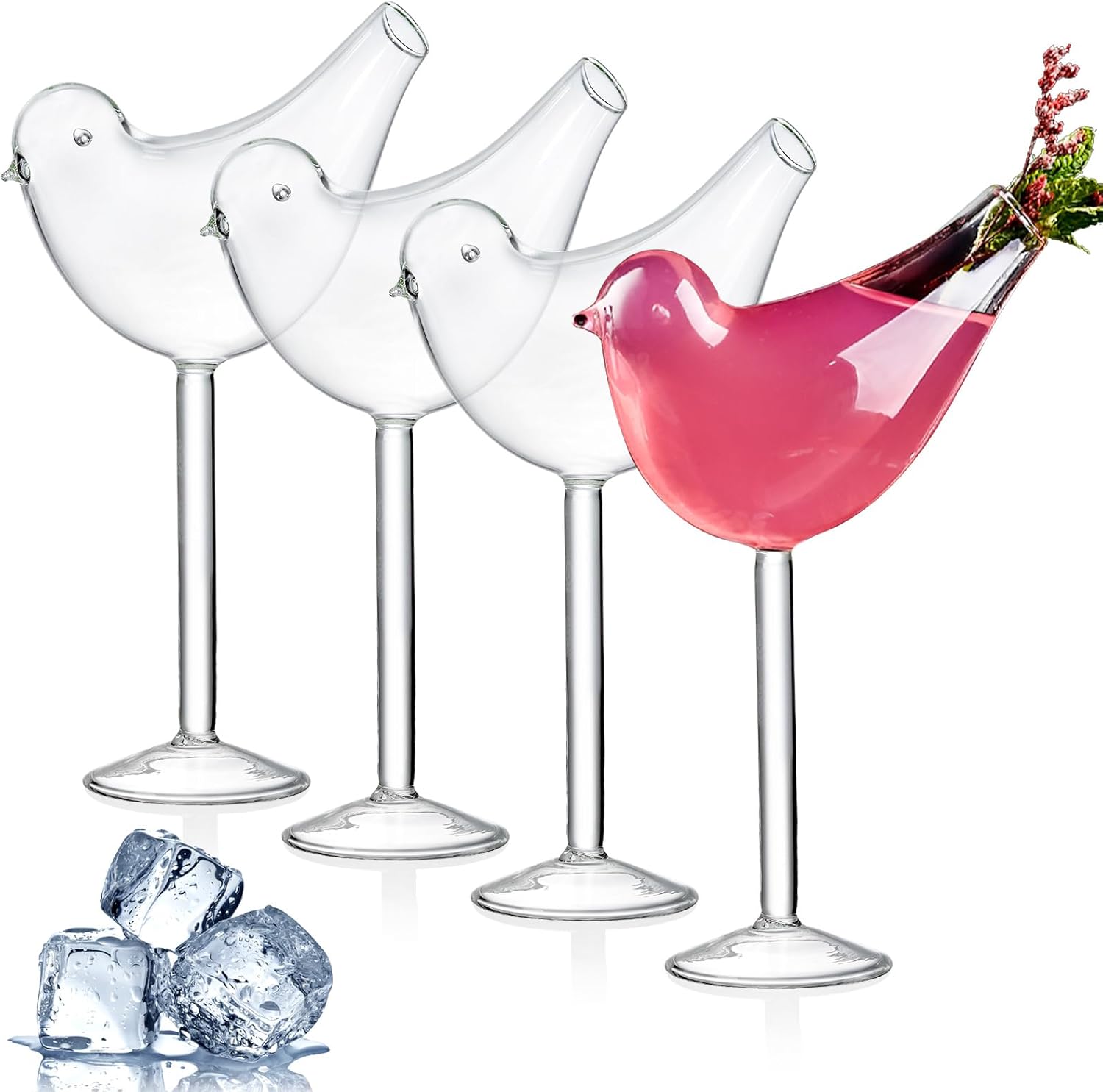 Mezchi 4 Pack Bird Cocktail Glasses - Stylish & Unique!