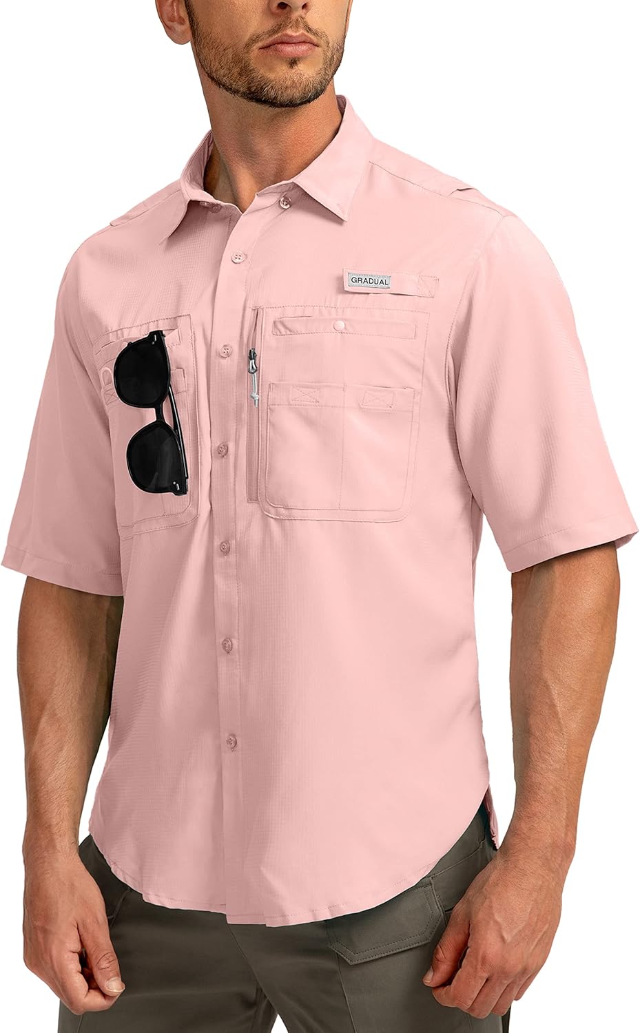 Men's Fishing Shirts with Zipper Pockets for Outdoor Activities