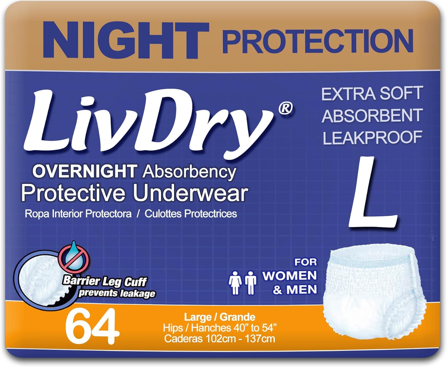 64-Pack LivDry Large Overnight Protection