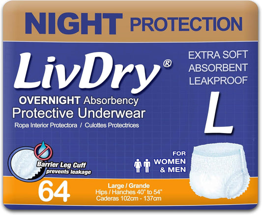 64-Pack LivDry Large Overnight Protection