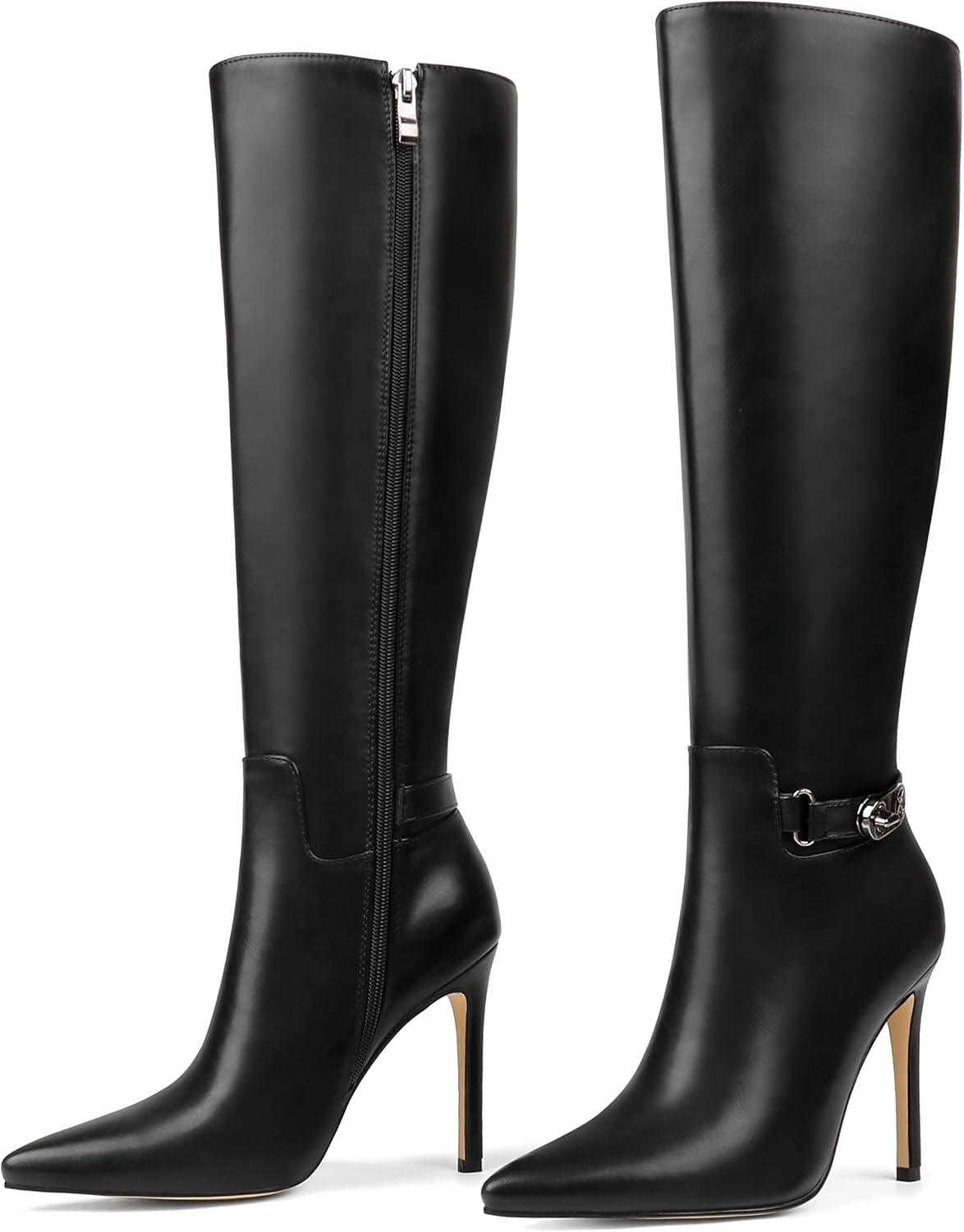 Stylish Knee High Boots with Pointed Toe and Stiletto Heels