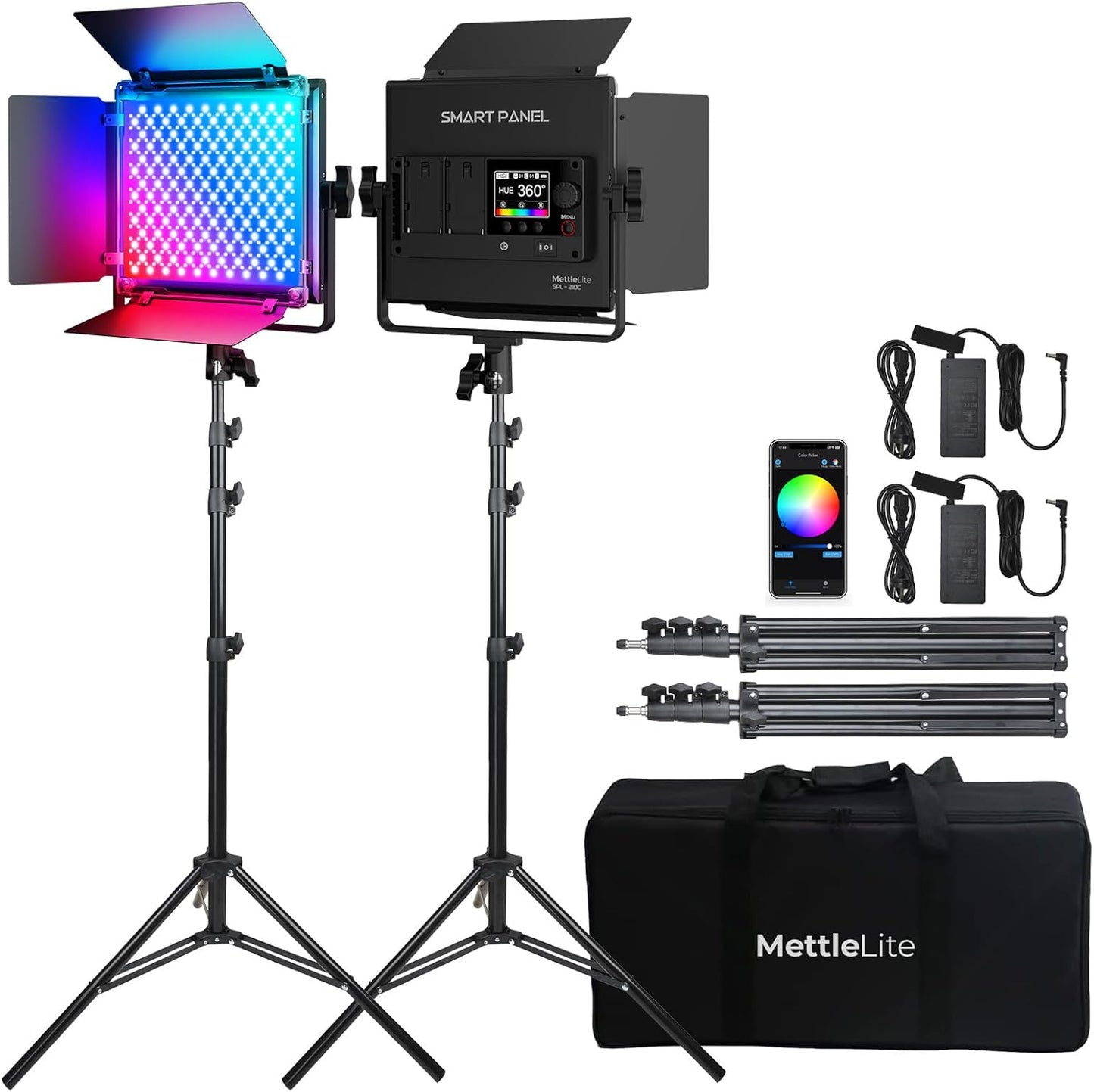 Mettlelite SPL210C Light Kit: RGB LED Video Light for Pros