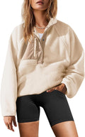Womens Fuzzy Fleece Pullover Sherpa Button Down - Cozy Warm Layer