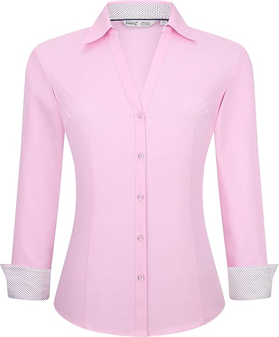 Esabel.C Womens Button Down Shirts Long Sleeve Bamboo Stretch Blouse
