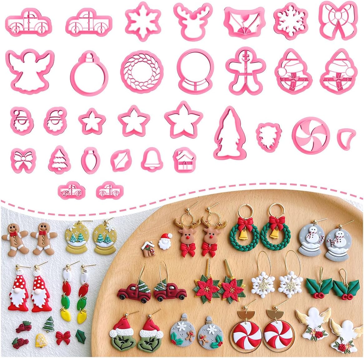 Keoker Christmas Clay Cutters for Creative Earring Making Fun