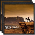 A PLUS MAX Square 15x15 Frame Set of 3 - Lightweight Black Wood-Grain