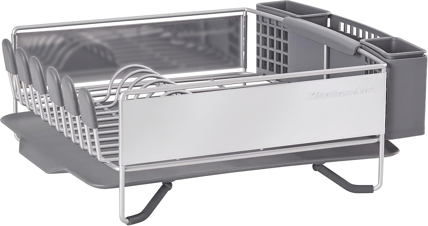 KitchenAid Compact Dish Rack with Removable Flatware Caddy