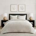 Velvet Quilt Set Queen Size Ivory White - Luxurious Soft Channel Quilt