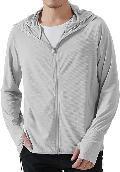 Locachy Men's UPF 50+ Sun Protection Lightweight Hoodie Jacket