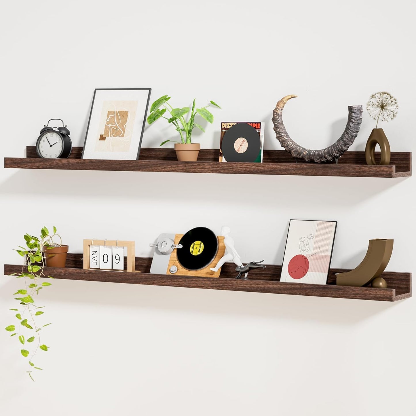 Heimlove Picture Ledge Shelf Set of 2 for Wall Decor and Storage