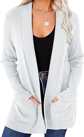 MEROKEETY Women's Cozy Knit Cardigan with Pockets for Fall