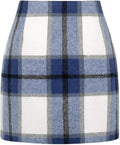 Womens High Waist Plaid Skirt Bodycon Pencil Wool Mini (Style F8N1)