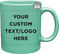 Custom Ceramic Coffee Mugs 11 oz Set of 50 - Personalized Bulk Teal