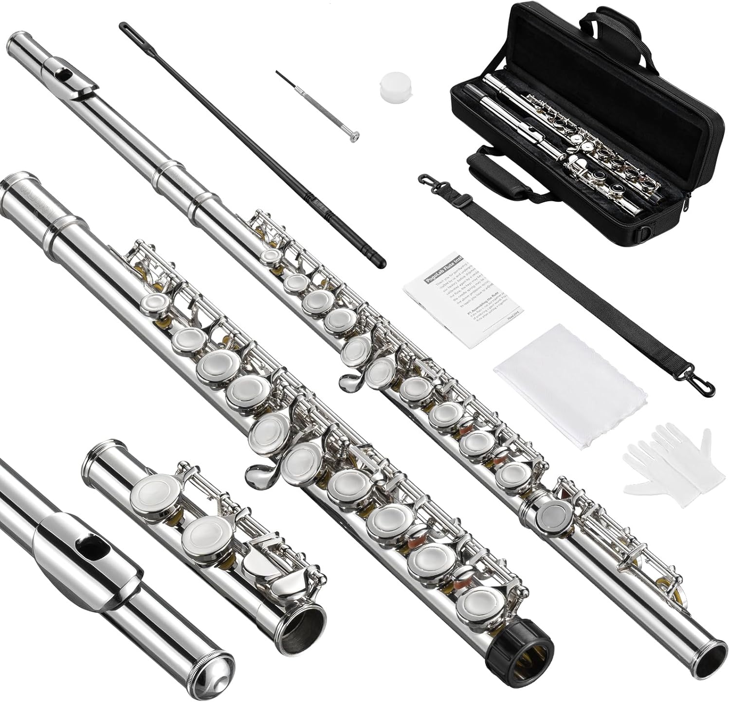 Closed Hole C Flute with 16 Keys for Beginners and Advanced Players