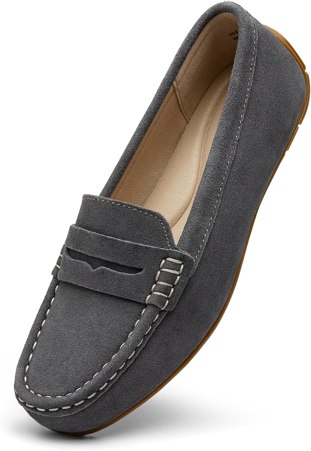 Women's Comfortable Lightweight Suede Leather Penny Loafers Slip-Ons