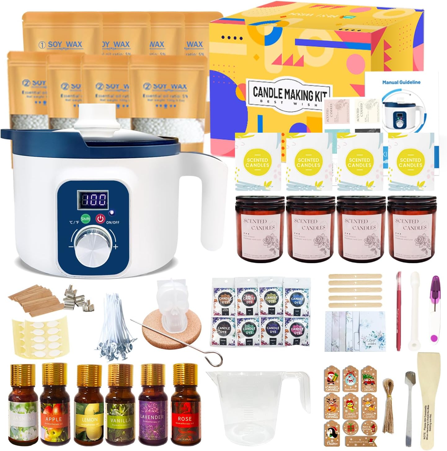 Complete Candle Making Kit with Digital Wax Melting Pot