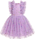 Kids Girls Confetti Birthday Princess Dress Ruffle Sleeve Boho