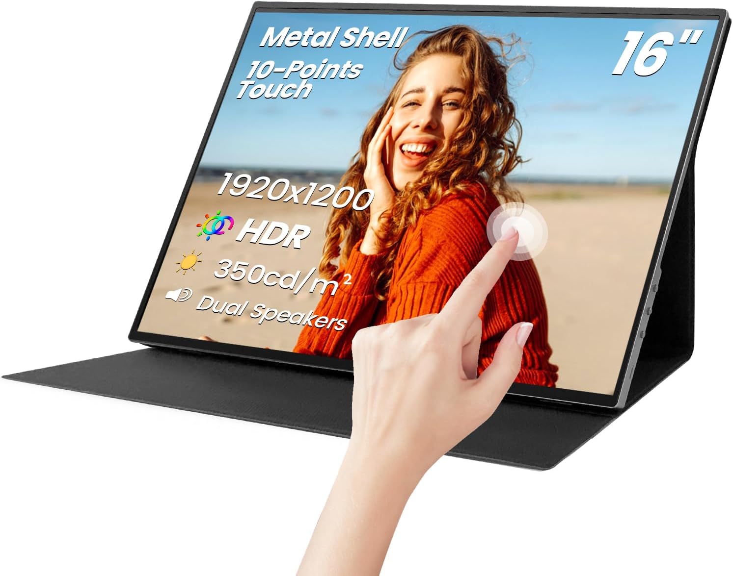 Ultimate Portable 16 Touchscreen Monitor: HDR10, IPS Display, Smart Cover